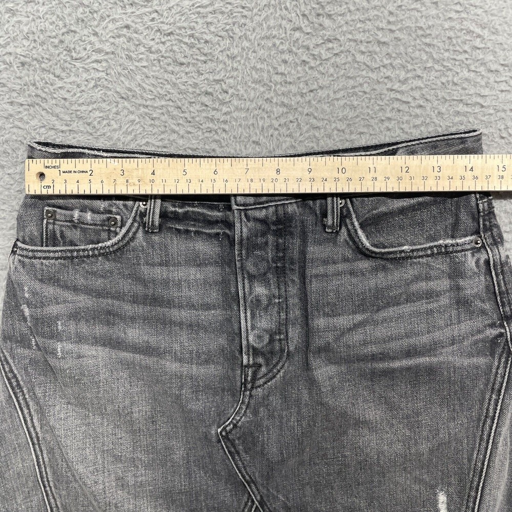 Grlfrnd Mini Skirt Womens 27 Gray Denim EVA Silver Spoon Distressed Raw Hem - Picture 10 of 12